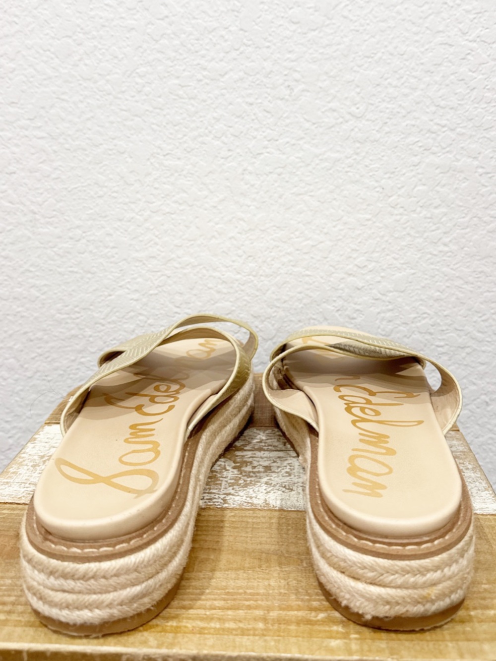 Sam Edelman Korean Gold Leather Espadrille Flatform Sandals Size 10 - Picture 5 of 7